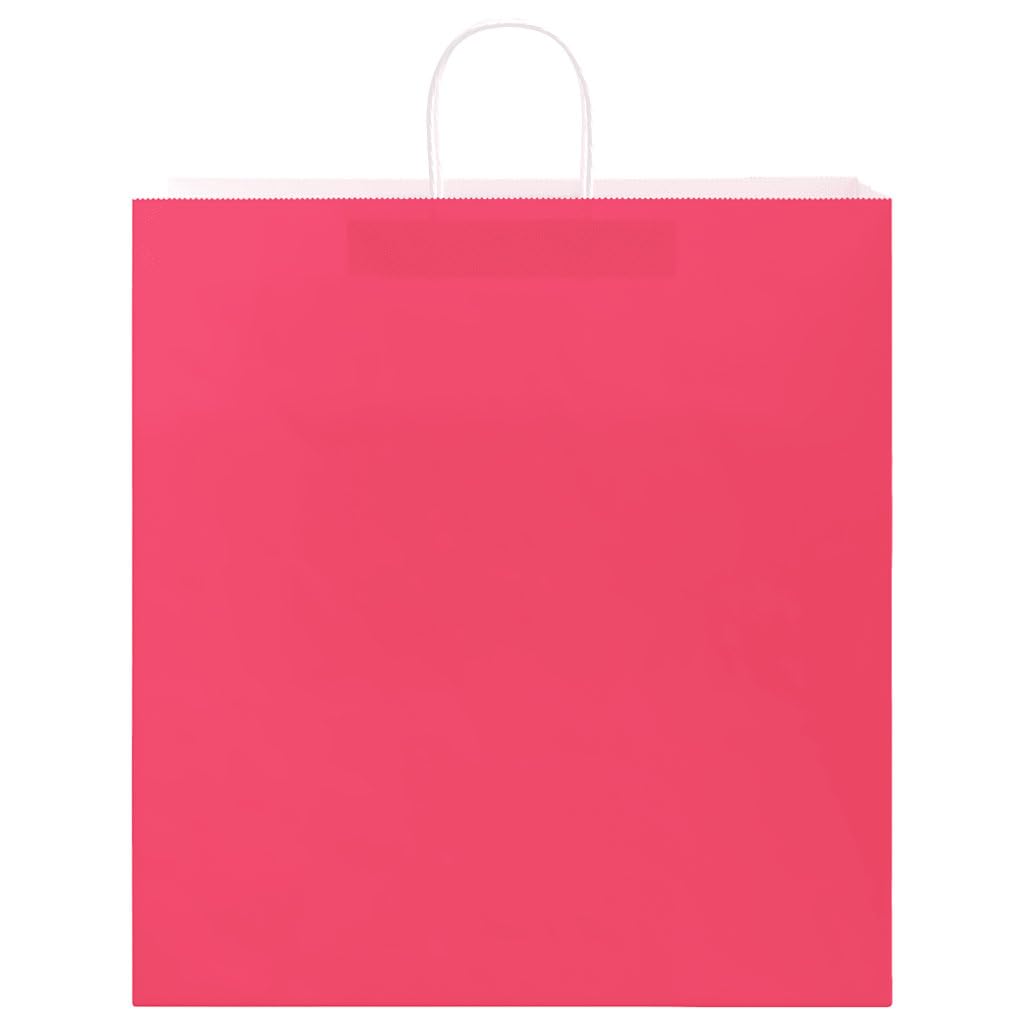 QUAHEAS Bolsas de papel rosa con asas de cuerda de papel, 45 x 17 x 48 cm, papel de estraza 250 unidades, bolsas de regalo, bolsas de fiesta con cordón, para cumpleaños, bodas, Navidad, Pascua