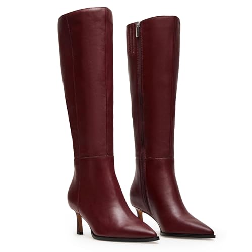 Knee High Boots for Women Pointed Toe Tall Stiletto High Heel Side Zipper Dress Long Boots