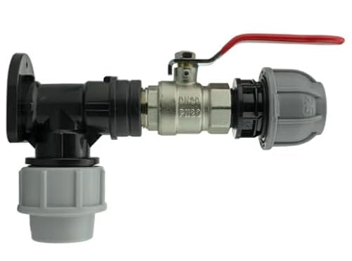 Ap Supplies Black Wall Flange Kit 25Mm Mdpe Set Connectors - Designed For Secure And Efficient Connections With 25Mm Mdpe Pipes. (Lever Valve + 25Mm Mdpe Straight)