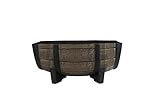 The HC Companies 16 Inch Whiskey Barrel Bowl Planter - Weather Resistant Resin Plant Pot for Indoor Outdoor Use in Dark Oak Color (Faux Wood)