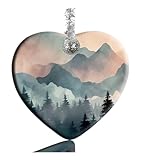 XUTAI Beautiful Green Mountain Heart Christmas Tree Ceramic Ornaments Porcelain Pendant Christmas Ornament Hanging Ornament for Holiday Decoration