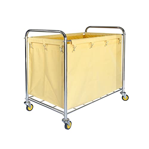 Chariot à linge sur roulettes en acier inoxydable grand panier 9
