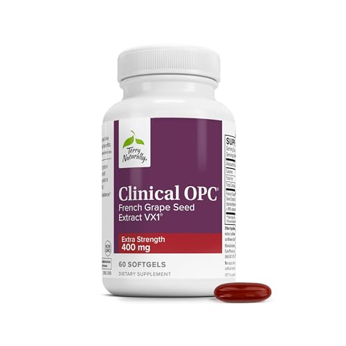 Terry Naturally Clinical OPC Extra Strength - Cardiovascular Health & Focus Support - Supplement with Grape Seed Extract - Immune Support Supplement - 60 Softgels