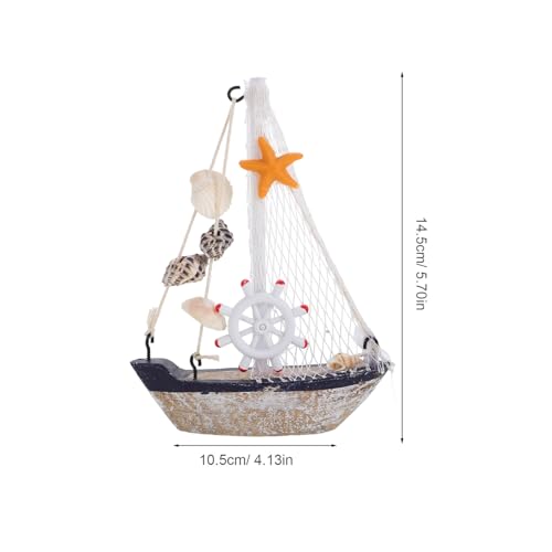 GLEAVI 地中海風ミニ帆船模型 精巧なクラフトヴィンテージヨット装飾 海辺の卓上オーナメント オフィス リビング 書斎用ビーチテーマデコ
