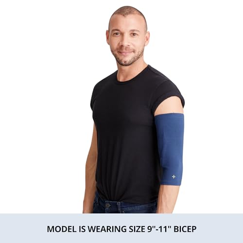 Image of Care+Wear - Long PICC Line Cover (Medium, Navy) - for Patients with PICC Lines - Upper or Lower Arm Coverage - Enhanced PICC Line Security - Comfortable Daily Wear, Convenient Mesh Window