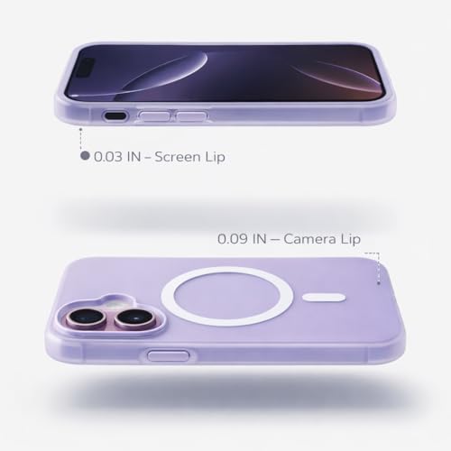 Image of Hupshy iPhone 16 Back Cover with Camera Protection Rings, Kickstand-Matte /Anti, Non-Slip, Camera Glass Protection,Transparent Shockproof Cover for iPhone 16 (Purple)