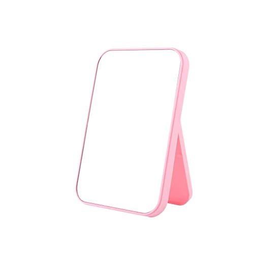 ASSQI Desktop Makeup Mirror,Foldable Makeup Mirror Square Mirror Makeup Mirror for Women Table Desk Vanity Makeup Mirror, Portable Adjustable Pink
