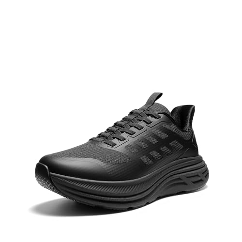 NORTIV 8 Men's Slip On Walking Running Cushioning Shoes Hands Free ActiveFloat Non Slip Athletic Gym Workout Jogging Outdoor Comfortable Sneakers 8 All Black