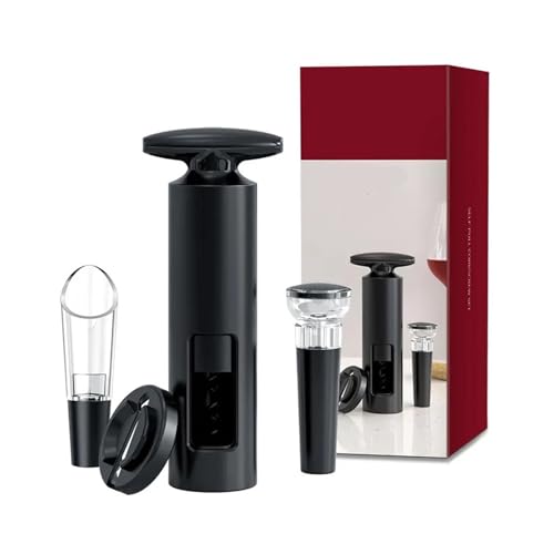 Abridor de botellas con cortador papel aluminio, vertedor vino, tapón y base for amantes del(4 in 1)
