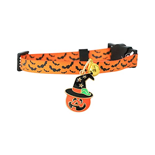 Para los amantes de los regalos para mascotas, collar, campana de Halloween, pequeños collares de Halloween con hebilla de seguridad (amarillo, S)