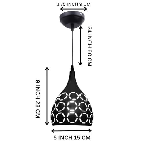 Image of GreyWings Modern Black Dome Laser Cut Hanging Pendant Light for Ceiling - Aluminium, Drop, Antique Decor,(Bulb is not Included) Big Pack of 3