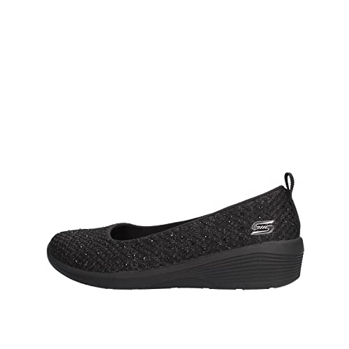 Skechers Arya Sweet Glitz, Bailarinas Mujer, Black Metallic, 37.5 EU