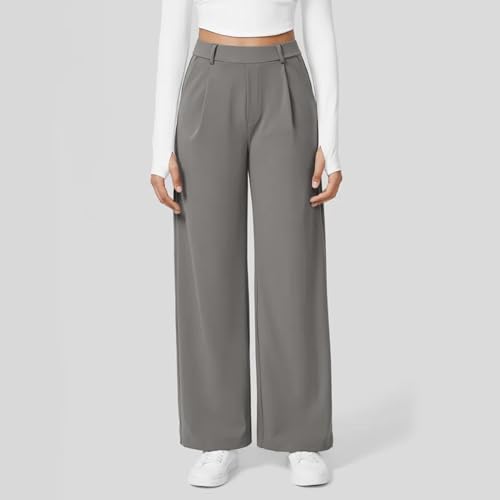 Women's Wid Leg Straight Leg Pants High Elastic Waisted in The Back Business Work Pants Casual Trousers4