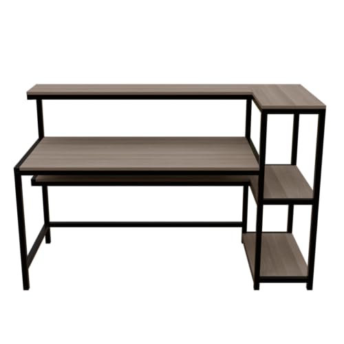 Image of Riyan Luxiwood Fronx Computer Table with Open Storage Made MDF I Large Study Table. (Large, Beige)