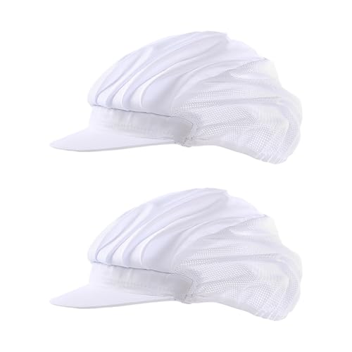 FSSTUD Kochmütze, Unisex, für Gastronomie, Netz, Kochen, Haarnetze, Lebensmittelservice, Hüte, Küche, verstellbare Kappen zum Backen, Weiß, 2 Stück