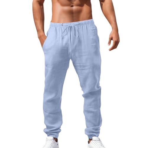 Men's Slim Fit Work Pants – Wrinkle-Free, Stretch Comfort, Business Casual Office Pants with Belt Loops, Everyday Wear All Season Hip Hop Breathable Loose Casual Sports Pants Light Blue