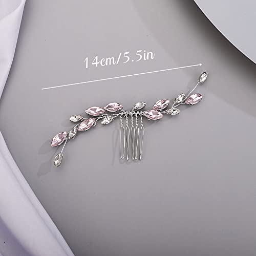 Peine para cabello Rhinestone color rosa 14 cm miniatura 3