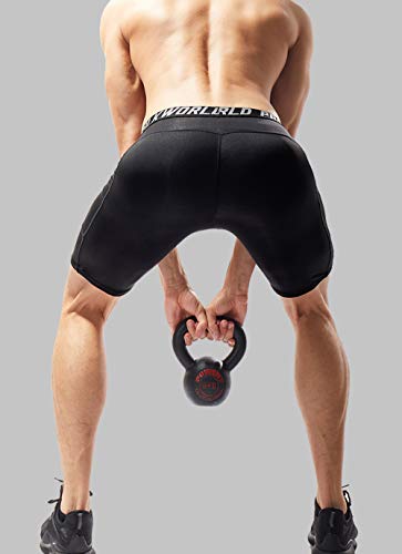 SILKWORLD Men's Compression Shorts Pockets Sports Running Tight (Small, Black/(Pack of 1)) - Thumbnail 7