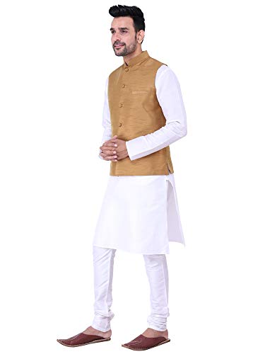 Image of Sadree Silk Men's Kurta Pajama Waistcoat or Nehru Jacket Set