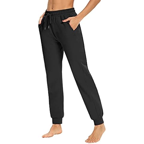 Sarin Mathews Womens Joggers Comfy Sweatpants Loose Running Workout Tapered Lounge Pants with Pockets Black S Cover