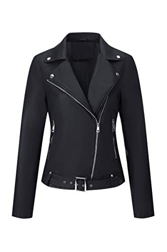 Bellivera Women's Faux Leather Casual Jacket 2025 Spring Trendy Motorcycle Outfits Lightweight Classic Coat