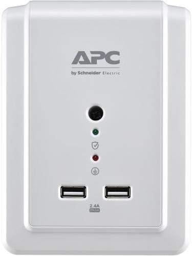 APC Wall Outlet Plug Extender, Surge Protector with USB Ports, P6WU2, (6) AC Multi Plug Outlet, 1080 Joule Surge Protection White