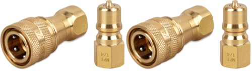 Image of 1 /4 inch Brass Quick Disconnect Coupler Valve for Mytee Carpet Extractor fits Carpet Cleaning Wand Truckmount NPT Quick Connector Plug Nipples，Leak-Proof for Professional Cleaning （1 Pcak） ﻿﻿ (Pack of 2)