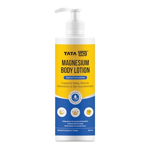 Image of Tata 1mg Magnesium Body Lotion | Topical Body Lotion for Sleep, Muscle Relaxation & Recovery | Enriched with Chamomile, Shea Butter & Vitamin E | Dermatologically Tested | 250ml