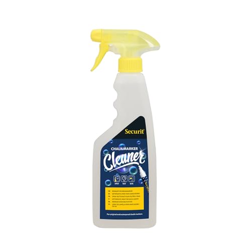 SECURIT - Spray Limpiador para Borrar Marcas de Rotulador de Tiza Líquida - Para Pizarra y Otras Superficies - Bar, Restaurante, Tienda, Hogar - 500 ml