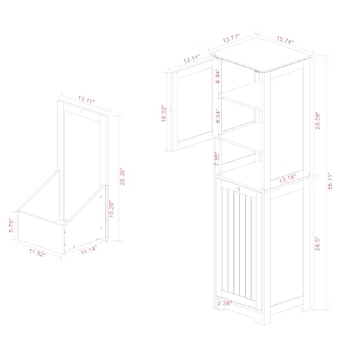 Tilt-Out-Laundry-Hamper-Cabinet-55-Tall-Bathroom-Storage-Cabinet-Laundry-Cabinet-with-Shelves-and-Clothes-Basket-Hamper-Cabinet-Shelf-for-Laundry-Room-Bathroom-Organizer-White Tilt Out Laundry Hamper Cabinet 55 Tall Bathroom Storage Cabinet Laundry Cabinet with Shelves and Clothes Basket Hamper Cabinet Shelf for Laundry Room Bathroom Organizer White