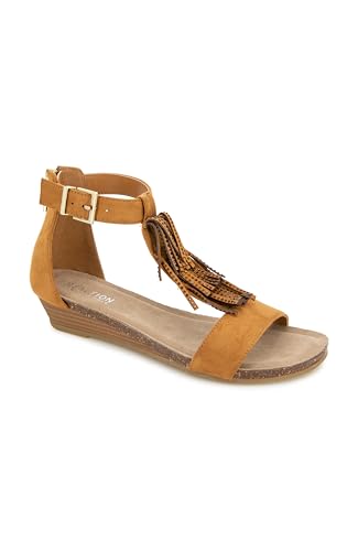 Kenneth Cole REACTION Women's Glytoni Sandal, Tan Micro, 10