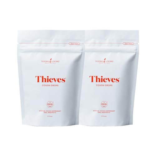 Young Living Thieves Cough Drops 30 Ct (Pack of 2) Infused by Young Living Essential Oil - Drops Relieve Coughs, Soothe Sore Throat - Thieves Blend and Menthol