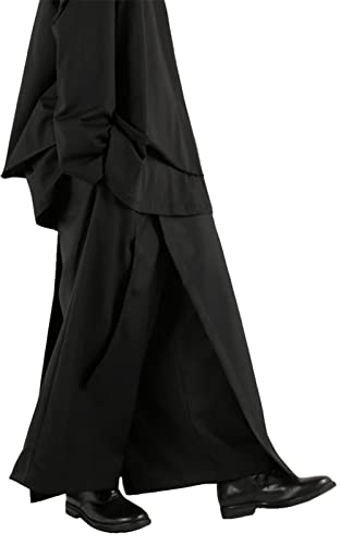 CLANMILUMS Men's Black Skirt Pants Casual Loose Harem Harajuku Kimono Trousers2