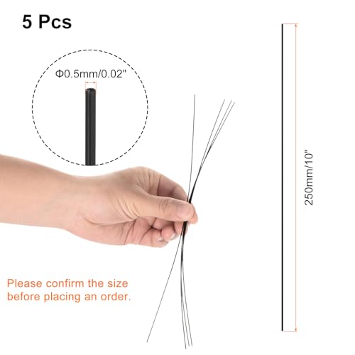 Image of uxcell 5 Pcs Black Plastic Rods 0.5 x 250mm ABS Styrene Round Stick Round Solid Bar DIY Model for DIY Toys Building Making Architectural Model Making