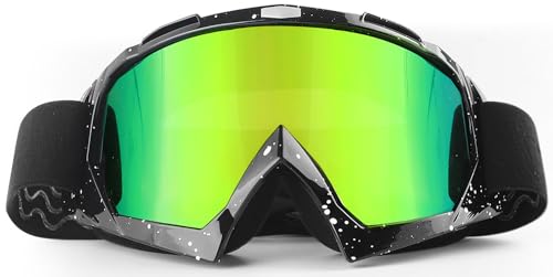 BIBIRE Lunettes de moto, Anti-buée/poussière TPU MX Moto Cross Lunettes D'équitation, ATV Anti UV Réglable Lunette Moto Pour moto tout-terrain, VTT, Pour...