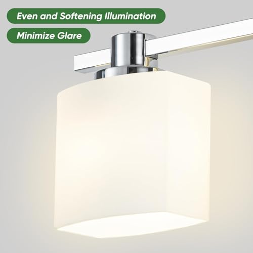 Image of 15 Inch Chrome Bathroom Light Fixtures Over Mirror 2 Light Bathroom Vanity Light Silver Modern Industrial Makeup Lighting Wall Sconce Farmhouse Rustic Milk Glass Lamp Desk Sink