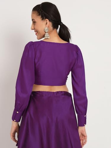 Image of studio rasa Chroma Button Down Shirt Style Blouse Crop Top for Women Girls Casual Party