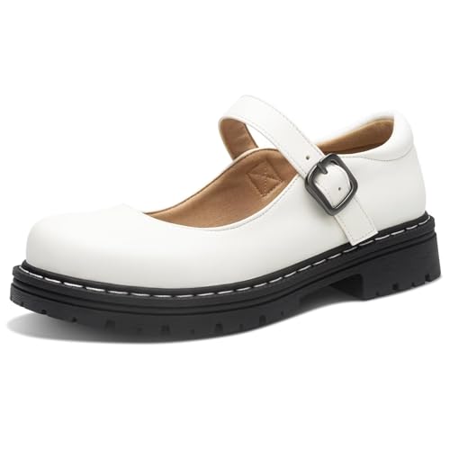 Mary Jane Gothic Oxford Flats for Women – Round Toe, Ankle Strap, Minimalist Design, Comfortable Flat Shoes for Daily Wear