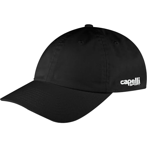 Capelli Sport Hat, Youth Team Adjustable Baseball Cap with Curved Brim, Black/White, One Size
