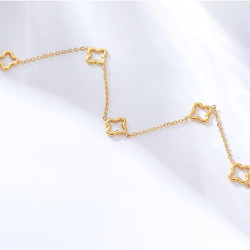 18K Gold Plated Four Leaf Clover Necklace Exquisite Gold Four Leaf Clover Necklace Stainless Steel Flower Lucky Pendant Dainty Jewelry Gifts3