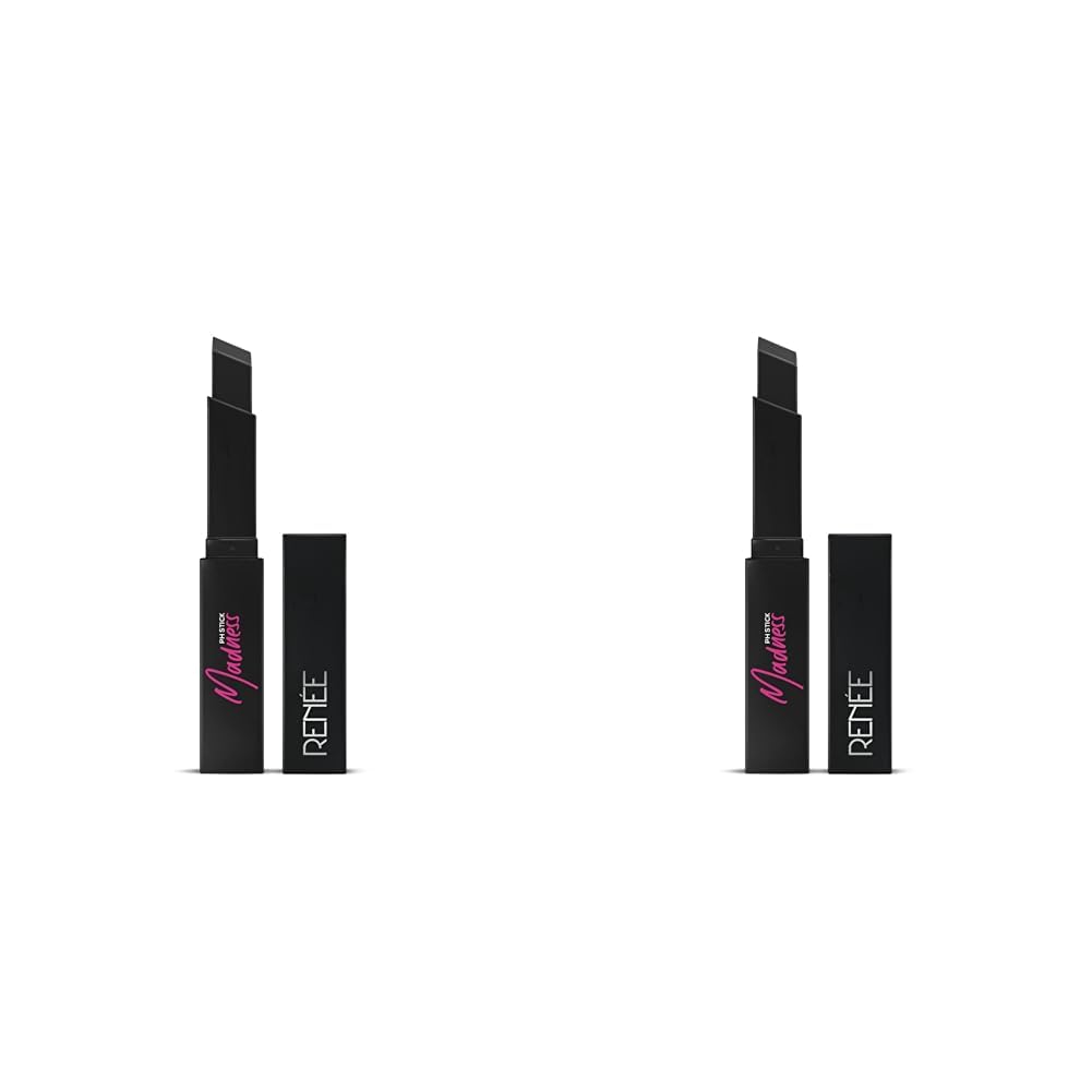 RENEE Madness Ph Lipstick 3gm - Black Lipstick With Glossy Pink Payoff - Long Lasting Nourishment, Enriched With Vitamin E & Jojoba Oil - Vegan & Paraben Free (Pack of 2)-image-1
