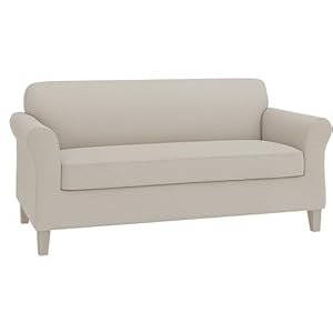 Zenna Home Chenille Stretch Slipcover, 2-Piece Sofa, Ivory/Bone