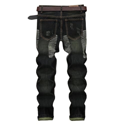 Ripped Jeans for Men Straight Leg Denim Regular Fit Distressed Destroyed Pants Jeans with Hole2