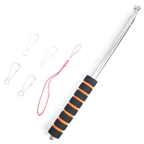Yuiturt 2.5m Telescopic Flag Pole, Extendable Tour Guide Pole Pointer Portable, Festival Flagpole, Stainless Steel Telescopic Baton Anti-Slip Banner Pole Stick for Teacher Tours