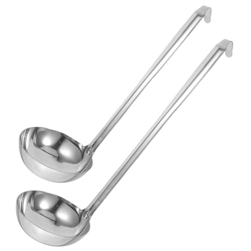STOBAZA 2Pcs Small Stainless Steel Gravy Ladles and Sauce Serving Spoons Polished Ladles for Soup and Gravy Kitchen Utensils
