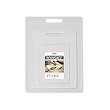 Dexas 3-Pack NSF Certified Polysafe Cutting Boards with Handle, 6.25 x 8.5, 8.5 x 11, 11 x 14.5 Inches, Reversible Kitchen Cutting Board, White