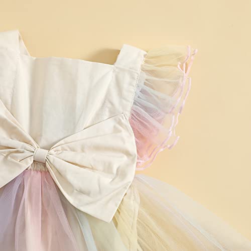 Infant Baby Girls Romper Tutu Skirt Square Neck Sleeveless Bowknot Princess Tulle Dress (Multi-Color, 12-18 Months) #TOP1