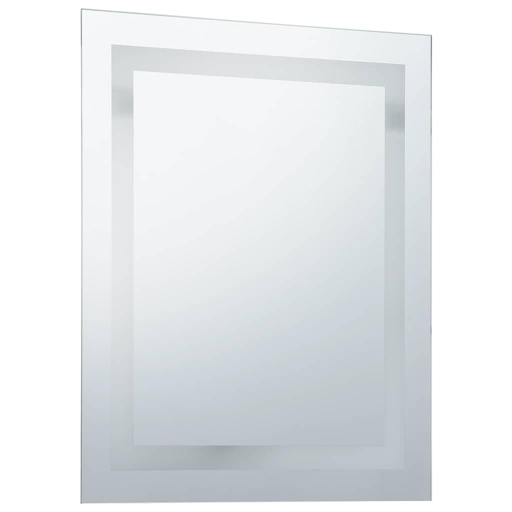 Espejo de baño LED con sensor táctil 60 x 80 cm, espejo cosmético sin marco con marco de aluminio, protección IP44, iluminado para baño, dormitorio y pasillo, incluye accesorios de montaje