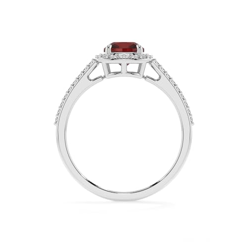 Natural Garnet Cushion Solitaire Engagement Ring with Diamond Halo for Women in Silver/Gold, January Birthstone Jewelry Gifts for Her Birthday, Anniversary, Wedding, Christmas, Mothers Day, Valentines4