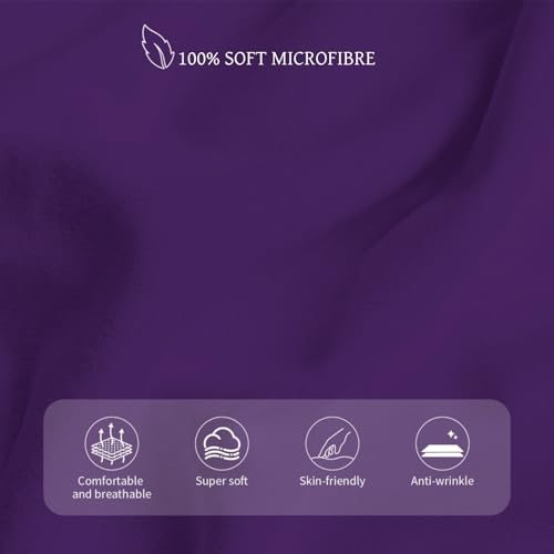 Image of HBHLFZ King Fitted Sheet Only, Soft Breathable Bottom Sheet - 78 inchx80 inch Deep Pockets King Size Fitted Sheet - All Around Stretch Fit, Wrinkle Resistant, Colorfast - Easy Care, Purple